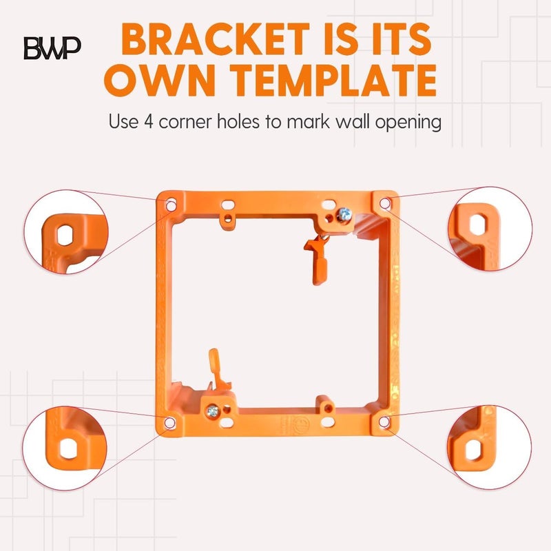 BWP Low Voltage Mounting Bracket 2 Gang, 2 Pack for Dual Gang Wall Plate, Telephone Wires, Network Cables, HDMI, Coaxial, Speaker Cables - Low Voltage Box Cable Wall Plate Bracket, Mud Ring - Image 4
